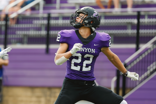 Zachary Kim looks in a pass in his game against Wittenberg.