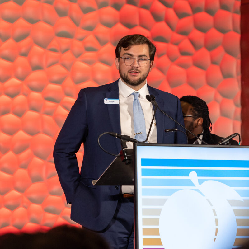 Jack Corby, Elon '22, speaks during the Awards Luncheon at the 183rd General Convention in Atlanta.