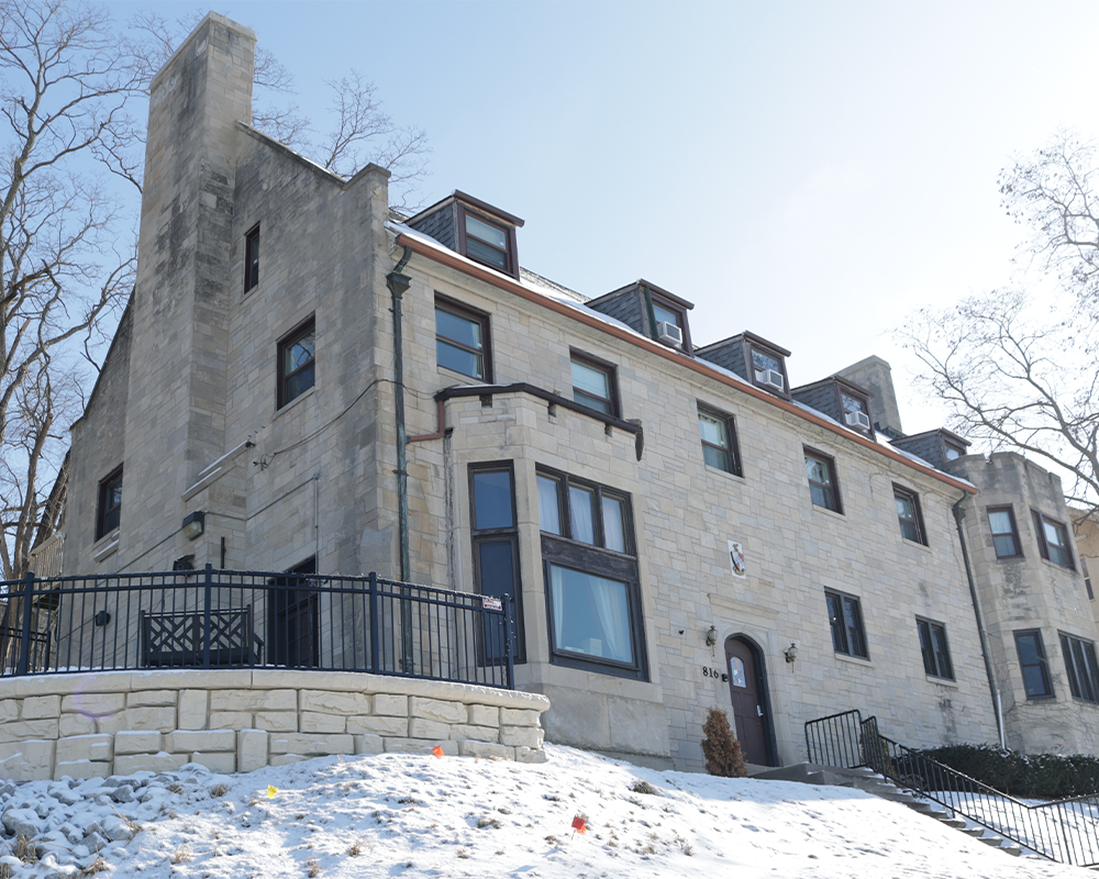 Iowa chapter house in the winter.